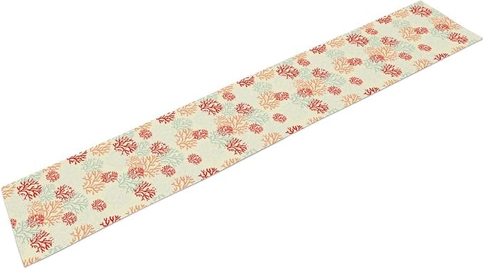 Coral Table Runner, Red Nautical Rustic Coastal Farmhouse Tropical Ocean Undersea Coffee Table Center Decor for Home Kitchen Dining Patio Holiday Party Table Decorations 13"x90"