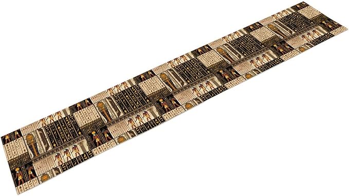 Ancient Egyptian Table Runner, Vintage Abstract Mystical Hieroglyphics Culture Table Runner for Dining Coffee Party Holiday Farmhouse 13x36in