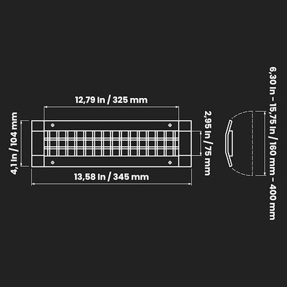 Repa Market 13" x 3" Inch Air Exhaust Grille for Round Ducts - 2 Adjustable Louvre Blades - Galvanized Air Supply Vent Cover - Side Fit Round Surface Canal Ducting from 6.30" to 15.74" Inches