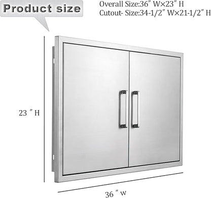 Outdoor Kitchen Door, 36" W23 H Outdoor Kitchen Access Door, Stainless Steel BBQ Double Door, Available for Outdoor Kitchen Island or Outdoor Kitchen.
