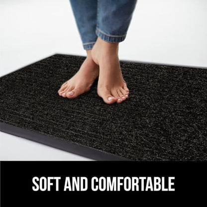 GORILLA GRIP Waterproof Traffic Guard Door Mat, Heavy Duty Entryway Mats, Strong Rubber Back Commercial Utility Rugs for Office Hallway, Garage Floor and Home, Low Profile Carpet Runner, 29x17, Black