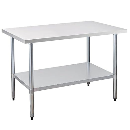 Stainless Steel Work Table 30 x 48 Inch, NSF Commercial Prep Table with Undershelf, Heavy Duty Food Prep Workstation