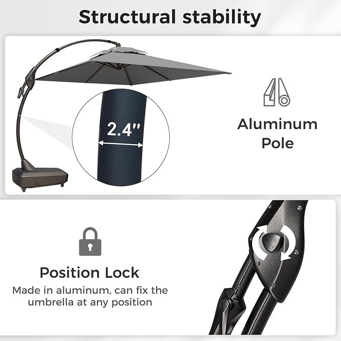 Grand patio 10x10 FT Large Cantilever Square Umbrella - Image 8