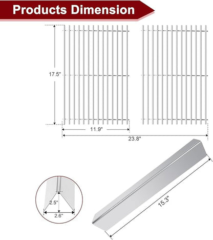 Hiorucet Grill Parts 7636 Flavorizer Bars 7638 Grates for Weber Spirit I and Spirit II Series with Front Controls, E310 E320 E330 S310 S320 S330 SP310 SP320 SP330 GS4 for Weber Spirit E310 Grill Parts
