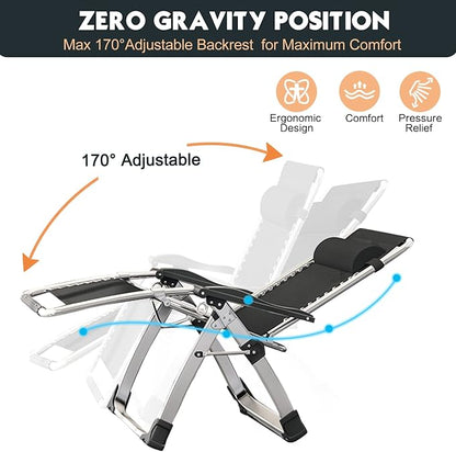 MOPHOTO Zero Gravity Chair, Outdoor Padded Lounge Chair - Image 4