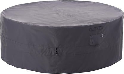 WJ-X3 Large Ripstop Patio Furniture Cover, 110" D x 31" H, Waterproof, UV Resistant, Anti-Fading Outdoor Cover for Round Dining Table and Chairs Set, Grey