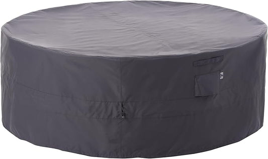 WJ-X3 Large Ripstop Patio Furniture Cover, 110" D x 31" H, Waterproof, UV Resistant, Anti-Fading Outdoor Cover for Round Dining Table and Chairs Set, Grey