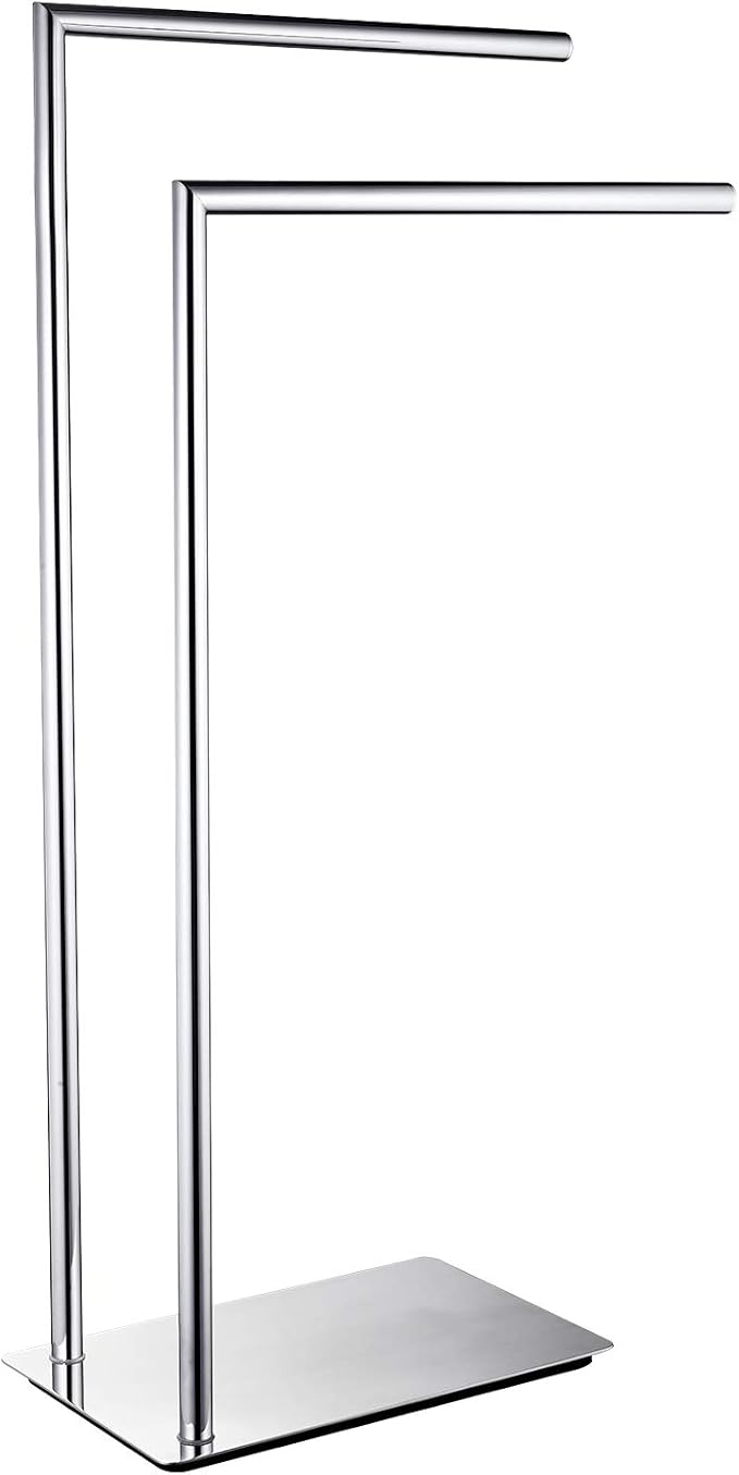 Freestanding Double Towel Racks Bathroom Accessories Towel Holder Stand on Floor Brass Chrome