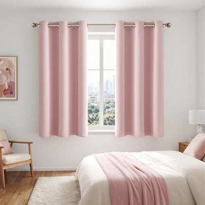 MIULEE Light Pink 100% Blackout Short Curtains - Image 6