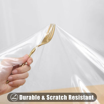 Smiry Square Table Cloth 54x54 Inch, Waterproof Wipeable Vinyl Tablecloths Protector, Oil Spill Proof Plastic Table Cover for Dining, Picnic, Camping, Outdoor, Clear