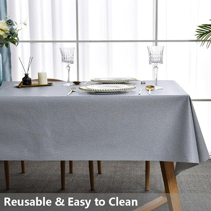 TruDelve Plastic Table Cloth for Rectangle Tables Grey Vinyl Tablecloth Waterproof Wipeable Oilcloth Tablecloths for Parties Dining Table Cover (54'' x 108'', Pure Gray)