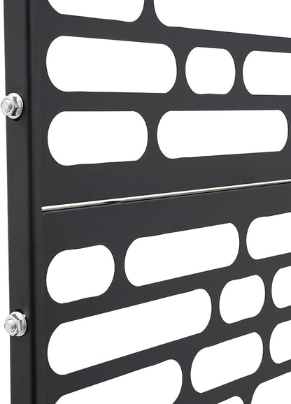 75" H×35" W Decorative Outdoor Privacy Screen with Stand, Outdoor Decor Privacy Fence Screen Metal Fence Panels, Free Standing Metal Divider for Patio Lawn Deck (Black-Oval)