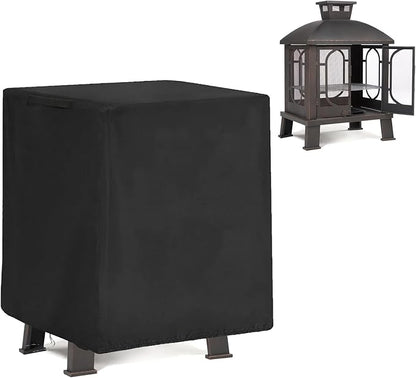 POMER Fire Pit Cover for Panovue Chiminea Fire Pit 45",Waterproof and Uv-resistant Patio Outdoor Fireplace with Drawstring Cord All Season Protection - 32"Lx23"Wx40"H