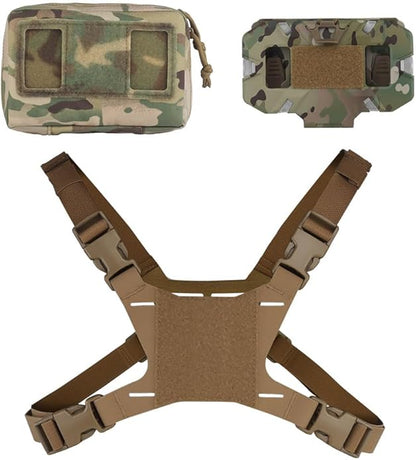 FoldPanel Tactical Chest Vest Pouch Set, Chest Rig Phone Mount as 4.7-6.7" Phone Plate Carrier Accessory with Pouch Cover