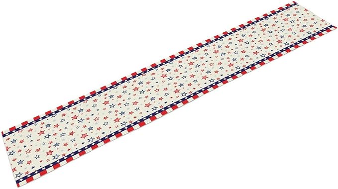 4th of July Table Runner, America Memorial Day Independence Day Stripe Stars Patriotic Table Runner for Home Kitchen Dining Indoor Holiday Farmhouse 13x90in