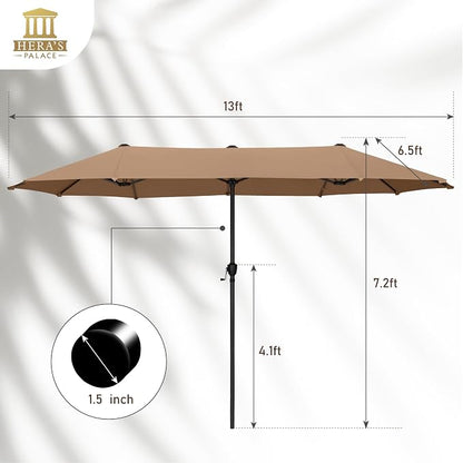 13 ft Large Double-Sided Patio Umbrella, Outdoor Umbrella, Tawny | HERA'S - Image 5