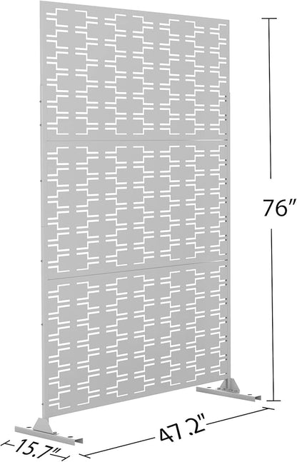 Elevens Free Decorative Privacy Screen with Stand, Outdoor Decor Privacy Fence Screen Metal Fence Panels, Outdoor Divider for Garden Patio Backyard, White-Brick (A-GE04009)