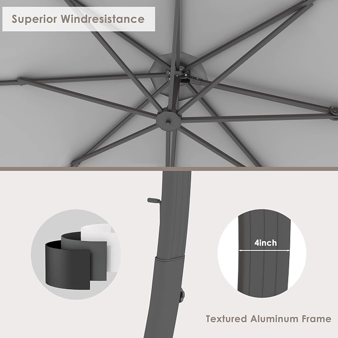 11FT All Aluminum Cantilever Patio Umbrella - Image 6