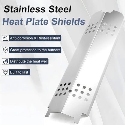 Criditpid Grill Replacement Parts for Charbroil 463340516 463370519 463370516 463278418, Stainless Steel Grill Grates, Burner & Igniter, Heat Plates, Flame Carryover for Charbroil Gas2coal 463340516.