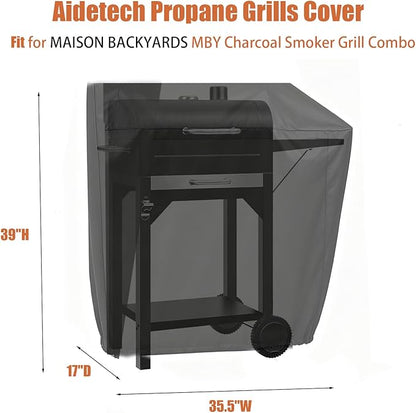 Grill Cover for Maison BACKYARDS Charcoal Smoker Grill Combo, Waterproof Outdoor Propane Gas BBQ Grills Covers - 17" D x 35.5" W x 39" H