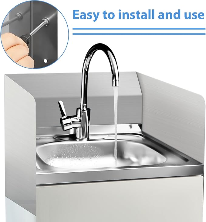 Therwen 2 Pcs Stainless Steel Side Splash Guard for Sink 15 x 20 Inch Wall Mount Guard with Screws Commercial Restaurant Hand Sink and Compartment Prep Sink Kitchen Sink Splash Protector Supply