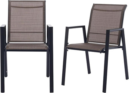Outdoor Patio Chairs Set of 2, Mocha Stackable Outdoor Chairs, Lightweight - Image 7
