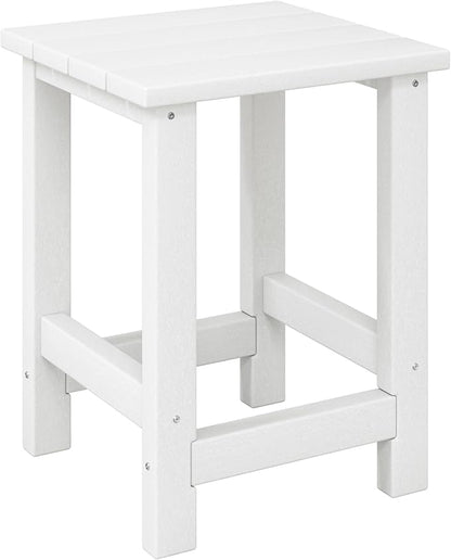 Costaelm Kids Outdoor Side Table, Small Patio HDPE Adirondack Square Table, Porch End Table for Outside Pool Garden, White