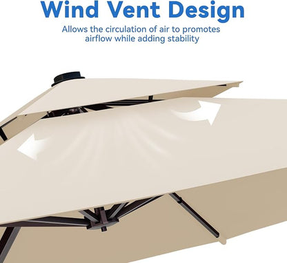 10x13FT Beige Cantilever Outdoor Patio Umbrella - Image 7