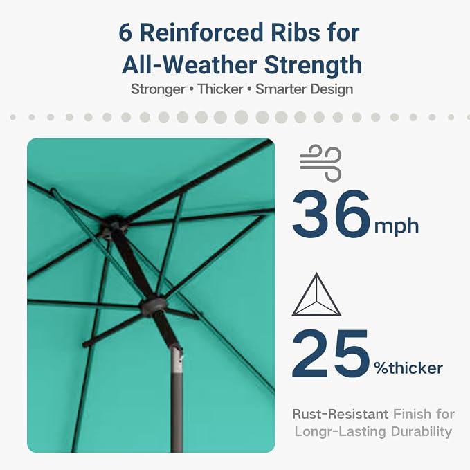 6.5' x 10' Rectangular Patio Umbrella Large Outdoor Market Umbrella w/ UV - Image 4