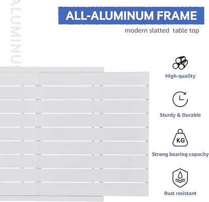 Soleil Jardin Aluminum Patio Extendable Dining Table, 59" - 83", Adjustable Indoor Outdoor Furniture Rectangle Table for 6-8 Person Porch Deck Garden, White