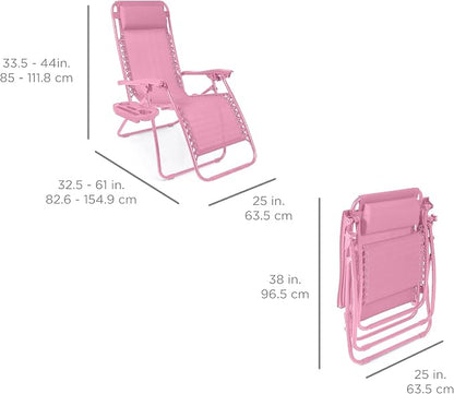 Best Choice Products Set of 2 Adjustable Steel Mesh Zero Gravity Lounge Chair - Image 3