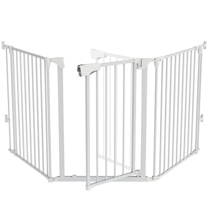 Bonnlo 82-Inch Versatile Safety Gate Metal Baby/Pet Gate Configurable Dog Barrier - Ideal for Wide Door Openings, Stairways, Doorways, Includes Wall Mounts