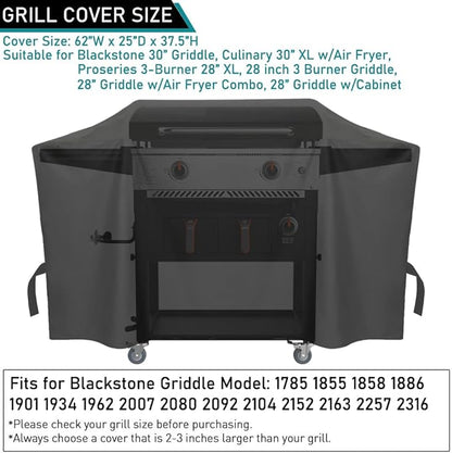 ZJYWSCH Griddle Cover for Blackstone Culinary 30" Griddle 1934 2092 2163 2257, Heavy Duty Waterproof Blackstone 28" ProSeries 3 Burner 1855 1858 1886 1901 2007 2080 2104 2152 2316 Air Fryer 1785 1962