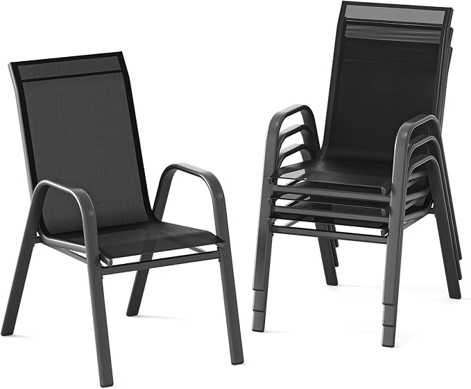 Patio Chairs Set of 4, Stackable Chairs by GarveeLife