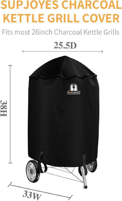 SUPJOYES Grill Cover for Weber Charcoal Kettle, 26 Inch BBQ Grill Covers, Heavy Duty Waterproof Barbecue Accessories