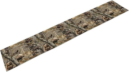 Forest Camouflage Table Runner, Camo Rustic Wildlife Animal Hunting Deer Elk Bird Bear Table Runner for Party Kitchen Dining Banquet 13x90in