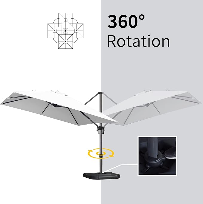 PURPLE LEAF Patio Umbrella 9' x 11.5' All-Day Shade Control White | More Space - Image 7