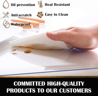 Square Clear Table Protector Plastic Tablecloth Cover Office Writing Desk Mat Sofa Side Bedside Coffee Table Protection Pad Protective Desk Cover PVC Mat Easy Clean Waterproof Cloths 17x17 Waterproof