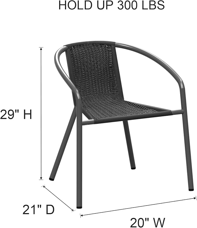 4 Pack Patio Stackable Rattan Chairs, Indoor-Outdoor Restaurant Bistro Wicker - Image 3