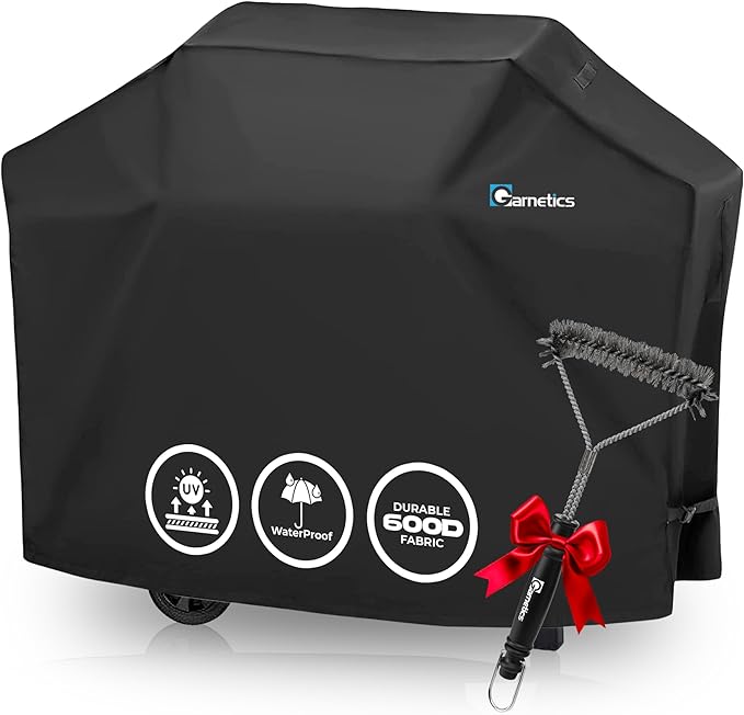 Grill Cover for Outdoor Grill 55 Inch – Bonus Grill Cleaning Brush Included, Heavy Duty Waterproof BBQ Gas Grill Cover for Outside, UV & Fade Resistant, Fits Most 3–4 Burner Grills