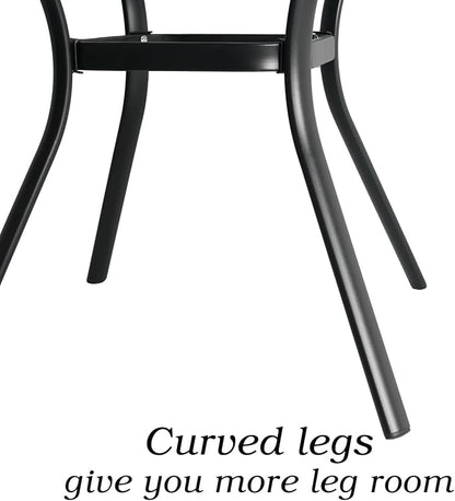 48" Patio Outdoor Round Table for 6 Person, All Weather Metal Black Round Patio Dining Table with Adjustable Umbrella Hole