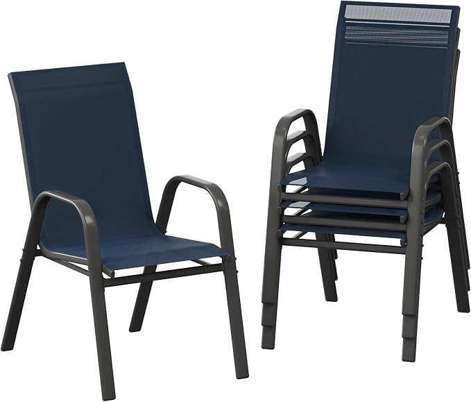 Garvee Patio Chairs Set of 4, Stackable Chairs by Garvee
