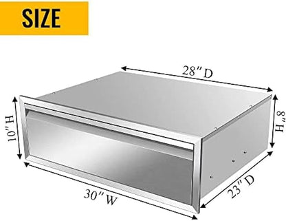 Pull Out Trash Drawer, Lower Sliding Rails Stainless Steel Roll Out Trash Bin Pull Out Tray With Handle For Outdoor Kitchen BBQ Island Grill Station,Single Drawer