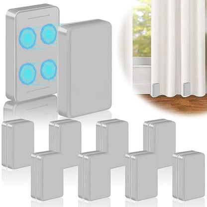 16 Pcs Outdoor Curtain Weights, 8 Pairs Upgrade to Heavier Magnetic Drapery Weights, Plastic Wrapped Waterproof Curtain Magnets for Home Decor, Tablecloth, Patio, Shower, Outside Curtains-Grey