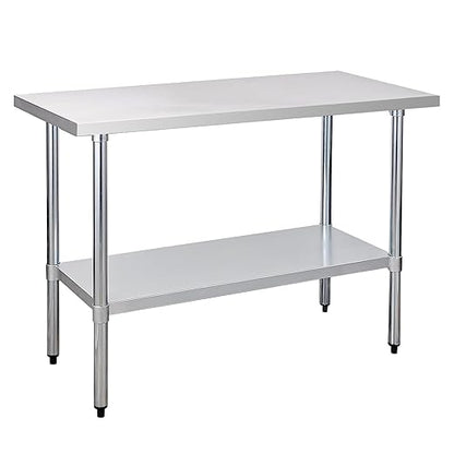 Stainless Steel Table for Prep & Work 24 x 48 Inches, NSF Heavy Duty Commercial Food Prep Work Table with Undershelf and Galvanized Legs for Restaurant, Home and Hotel