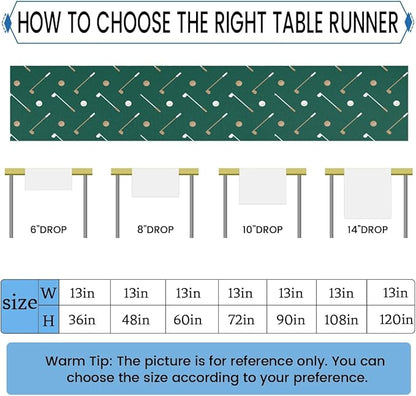 Golf Club Golf Ball Table Runner Kitchen Dining Table Runner 13*36in Table Center Decor for Indoor Outdoor Home Holiday Party
