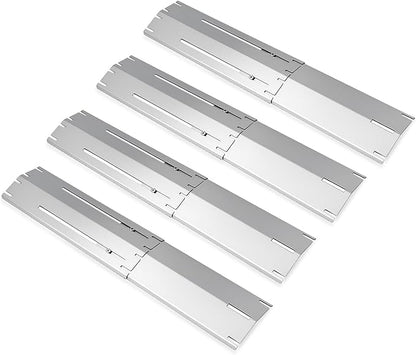 Universal replacement heavy duty adjustable heat plate shield,Burner cover,Flavorizer bar,heat Tent,Flamer tamer for gas grill models,Extends from 11.75"up to 21"L (304 Stainless Steel, 4 Pack)