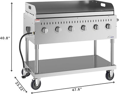 48 in. Commercial Outdoor Propane Gas Grill with Griddle, ETL Listed in Stainless-Steel (CGKIT4-48G)