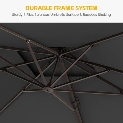 10x10 FT Patio Cantilever Umbrella, Rectangular Heavy Duty Offset Umbrella - Image 4
