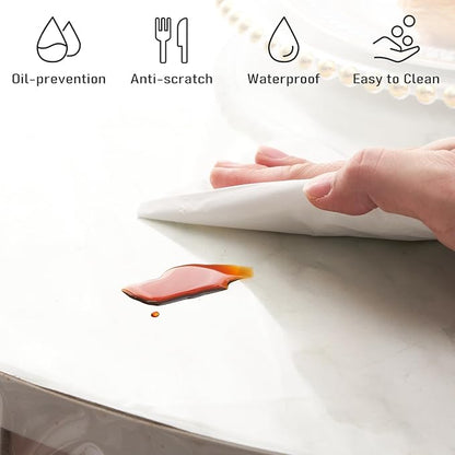 Clear Plastic Tablecloth Protector Round 60inch Diameter Waterproof Oilproof Stain Resistant Wipeable Table Cover for Dining Tables